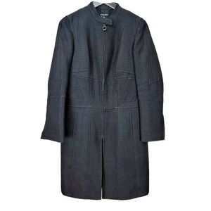 Etcetera Black Coat Jacket Zip Front Pockets Longline Textured Outerwear Prep 6